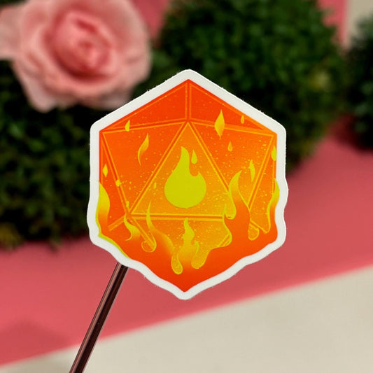 D&D FIRE Dice D20 DnD Sticker