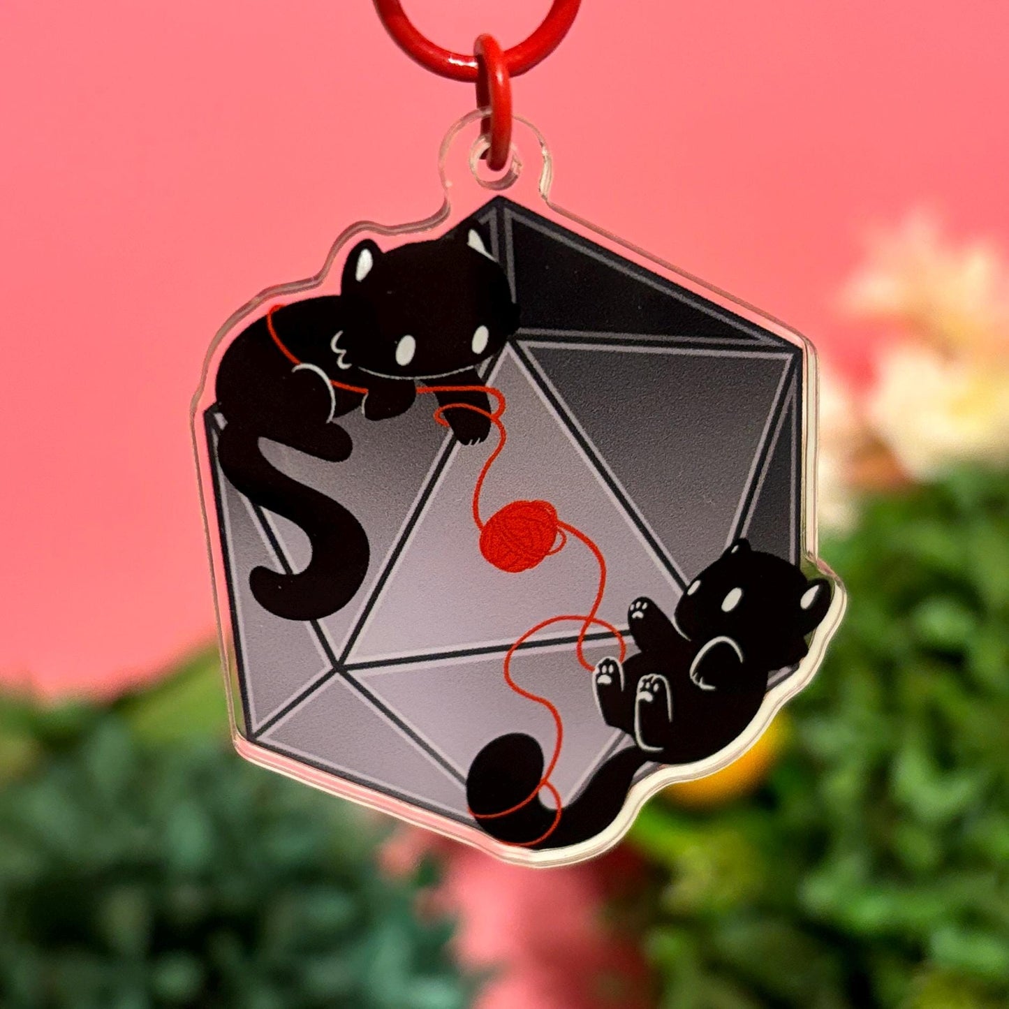 D&D D20 Black Cats Dice DnD Keychain