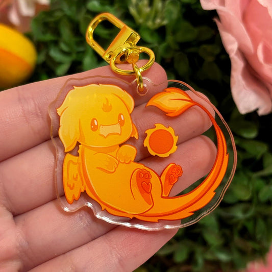 Fiery Dragon Sun Emblem Keychain