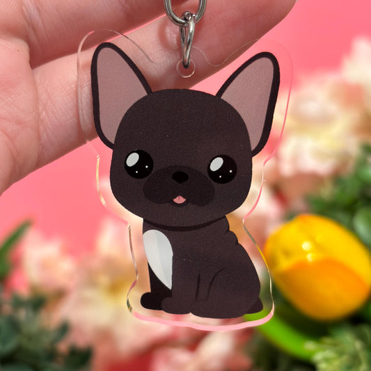 Black French Bulldog Keychain With White Front (More Colors In My Shop)