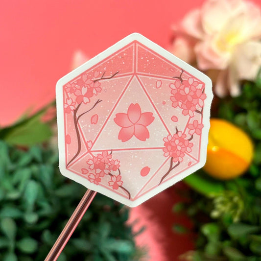 D&D SAKURA FLOWERS Dice D20 DnD Sticker