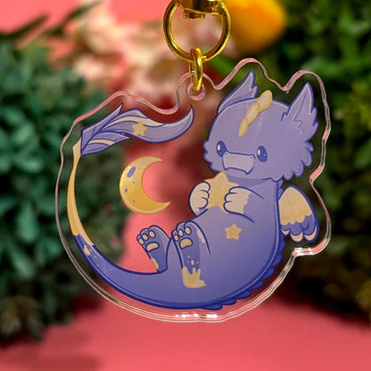 Night Dragon Moon Keychain