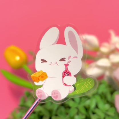 Adorable Lactose-Intolerant Bunny Transparent Sticker (Matching Keychain Available)