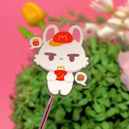 McBunny transparent sticker (matching McDonald's fast food bunny keychain also available)