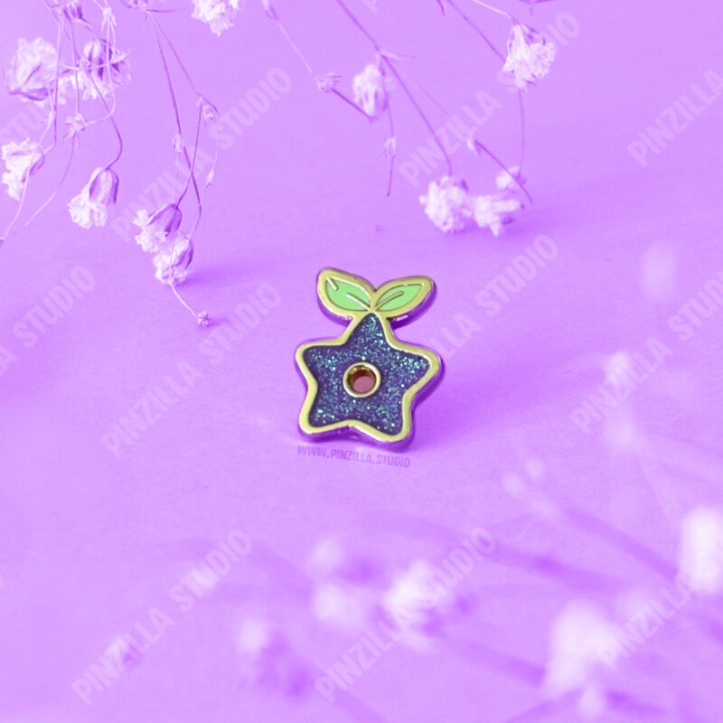 Stardrop glitter blue Stardew Valley game inspired hard enamel pin