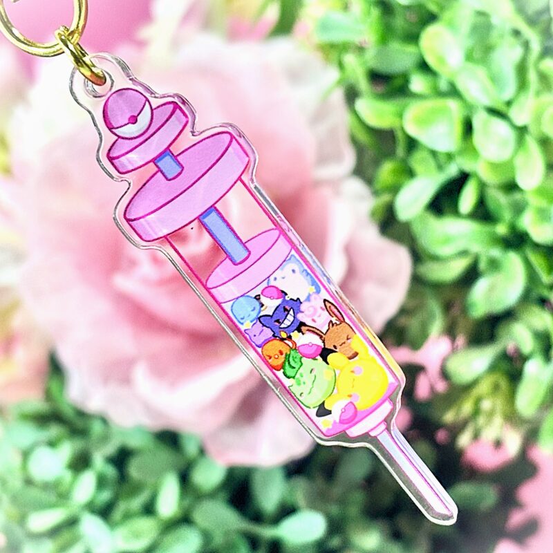 Syringe Keychain with Pokemons