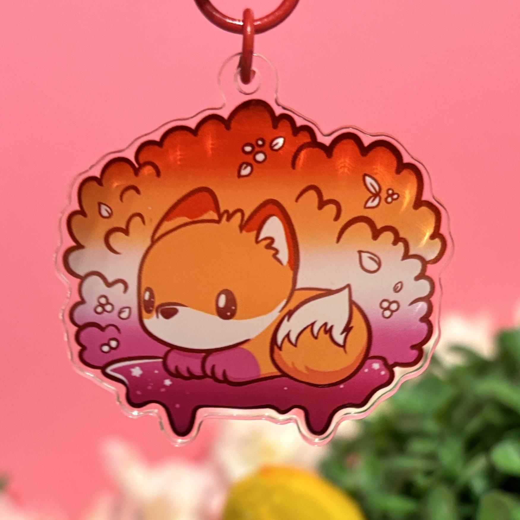 Foxy Lesbian Pride Hidden Flag Keychain