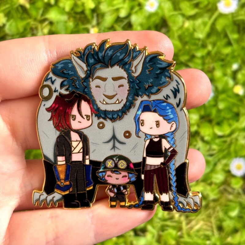 Arcane-Inspired Chibi Family Enamel Pin Set (Warwick, Isha, Vi & Jinx)