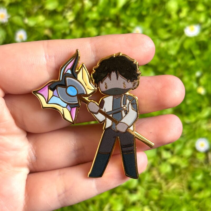 Arcane-Inspired Chibi Jayce Enamel Pin with Hammer
