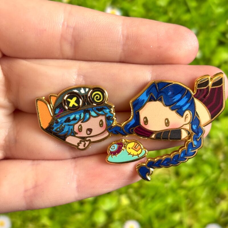 Arcane-Inspired Chibi Bug Fight Enamel Pin Set – Isha & Jinx