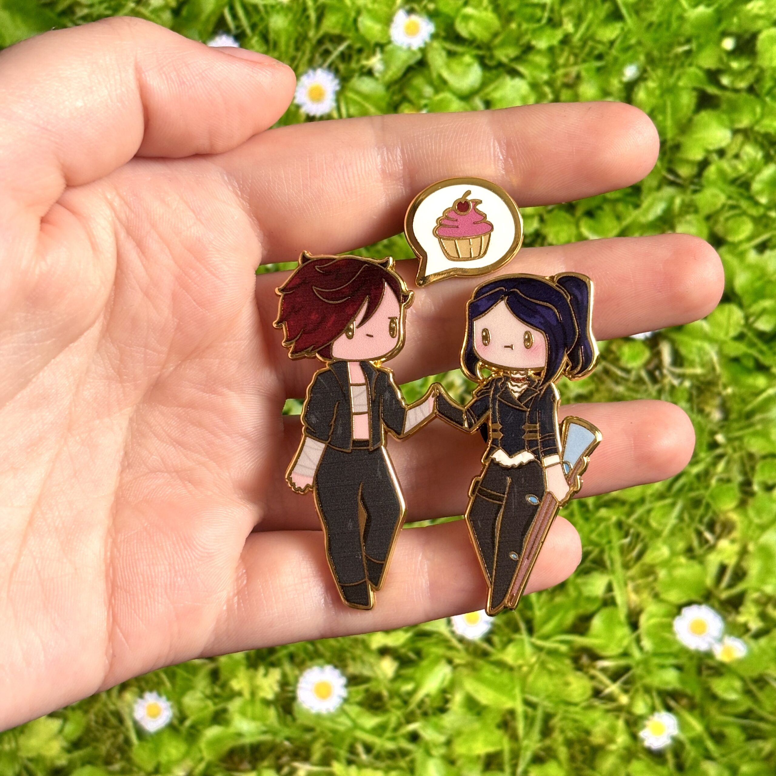 Arcane-Inspired Chibi Vi & Caitlyn Enamel Pin Set ("Cupcake") - Image 4
