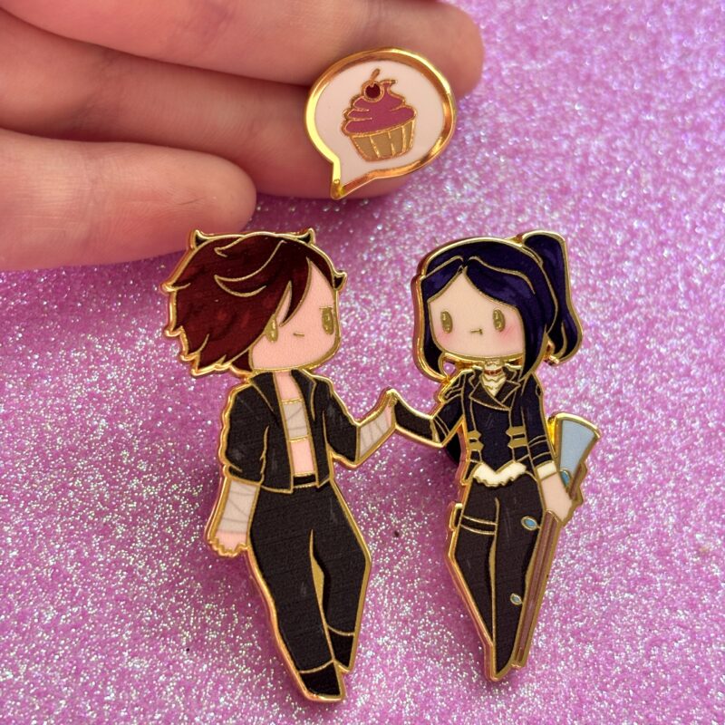 Arcane-Inspired Chibi Vi & Caitlyn Enamel Pin Set ("Cupcake")