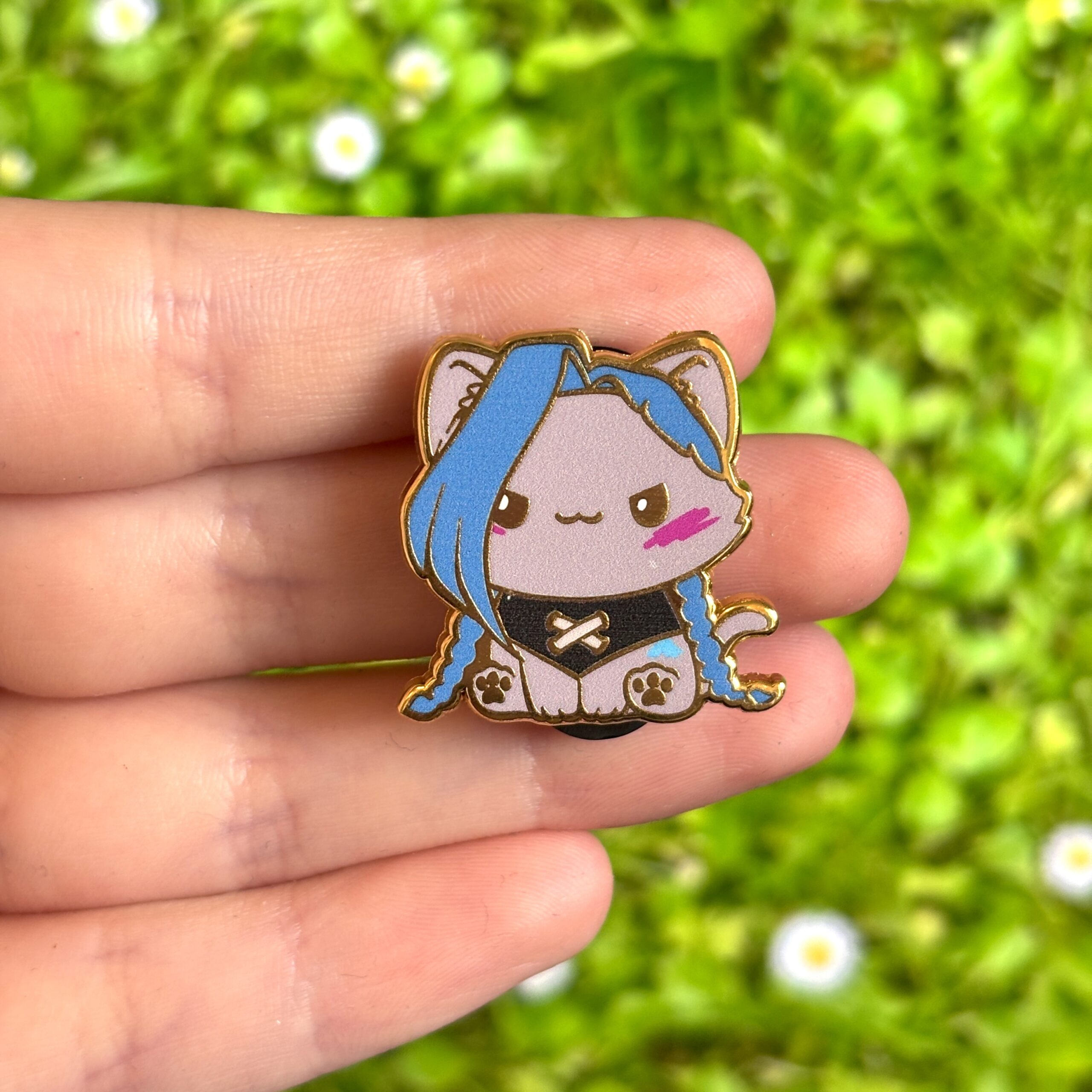 Arcane-Inspired Cute Chibi Cat Jinx Enamel Pin - Image 3