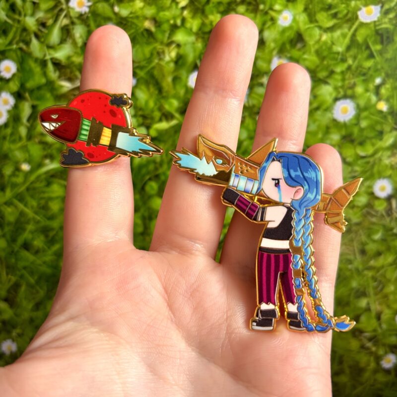 Arcane-Inspired Chibi Jinx & Rocket Enamel Pin Set