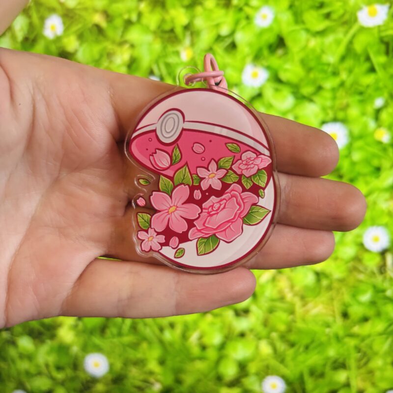 Flower Pokeball Keychain