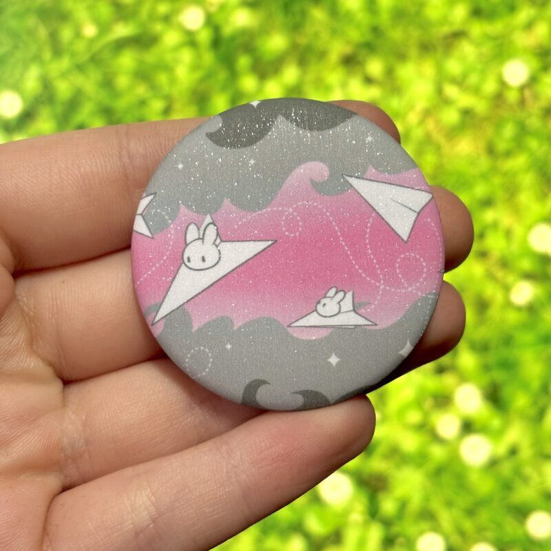 Glitter Button Pin - Demigirl