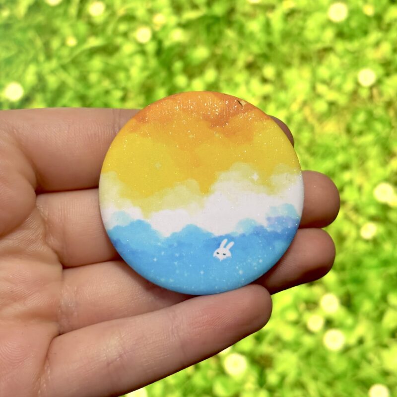 Glitter Button Pin - Aroace