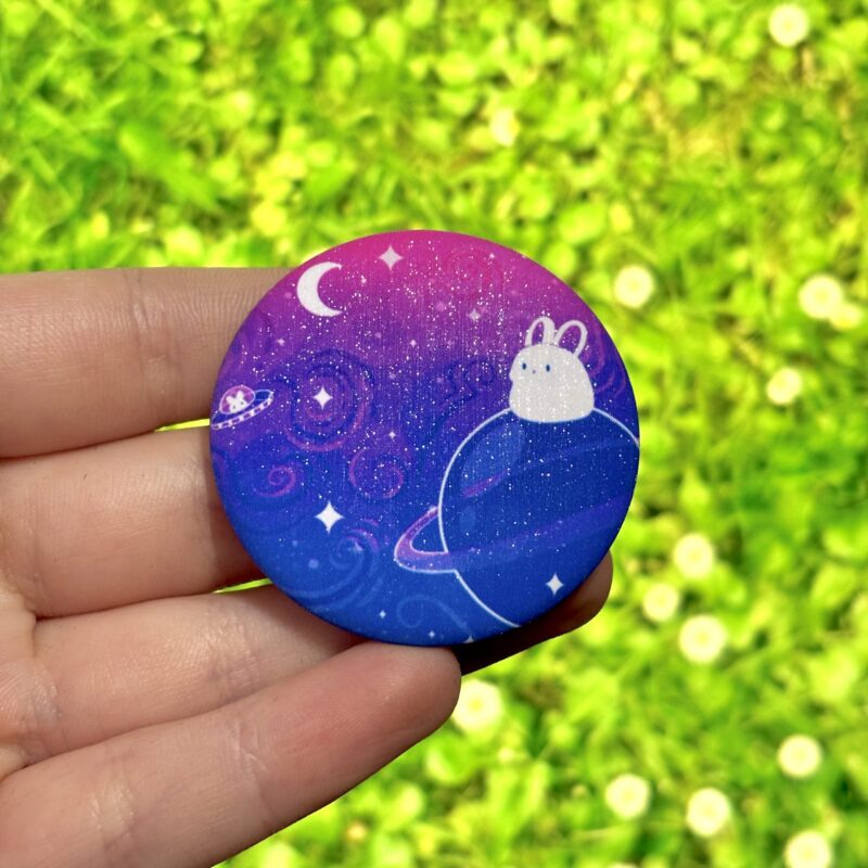 Glitter Button Pin - Bisexual