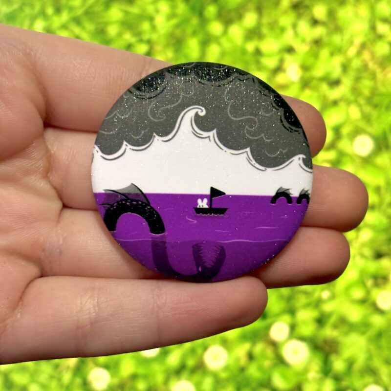 Glitter Button Pin - Asexual