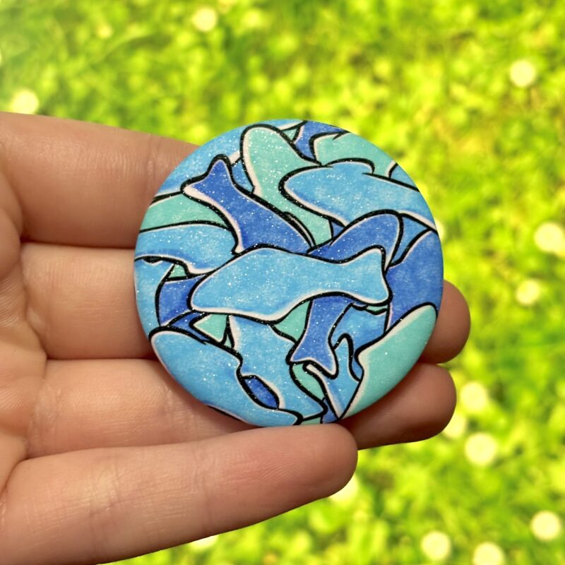 Glitter Button Pin - Sharks Gummies