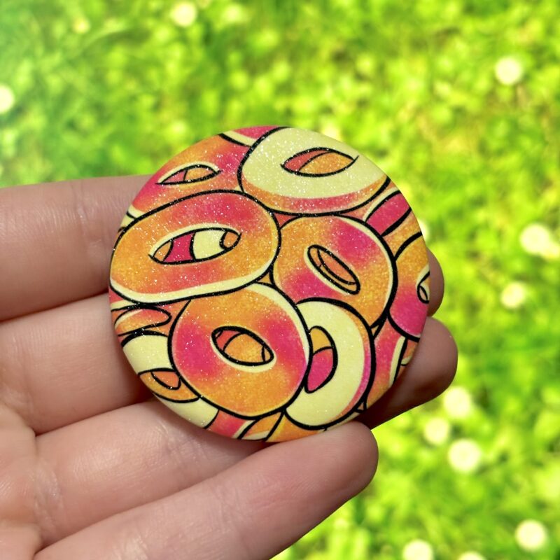 Glitter Button Pin - Peach Gummies