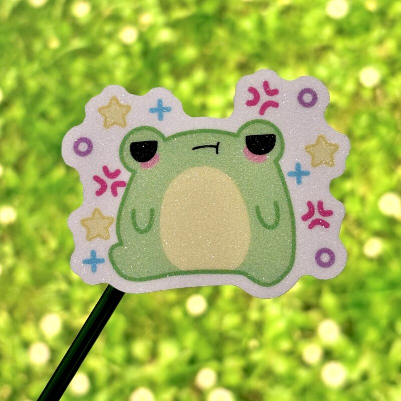 Glitter Sticker - Annoyed Frog
