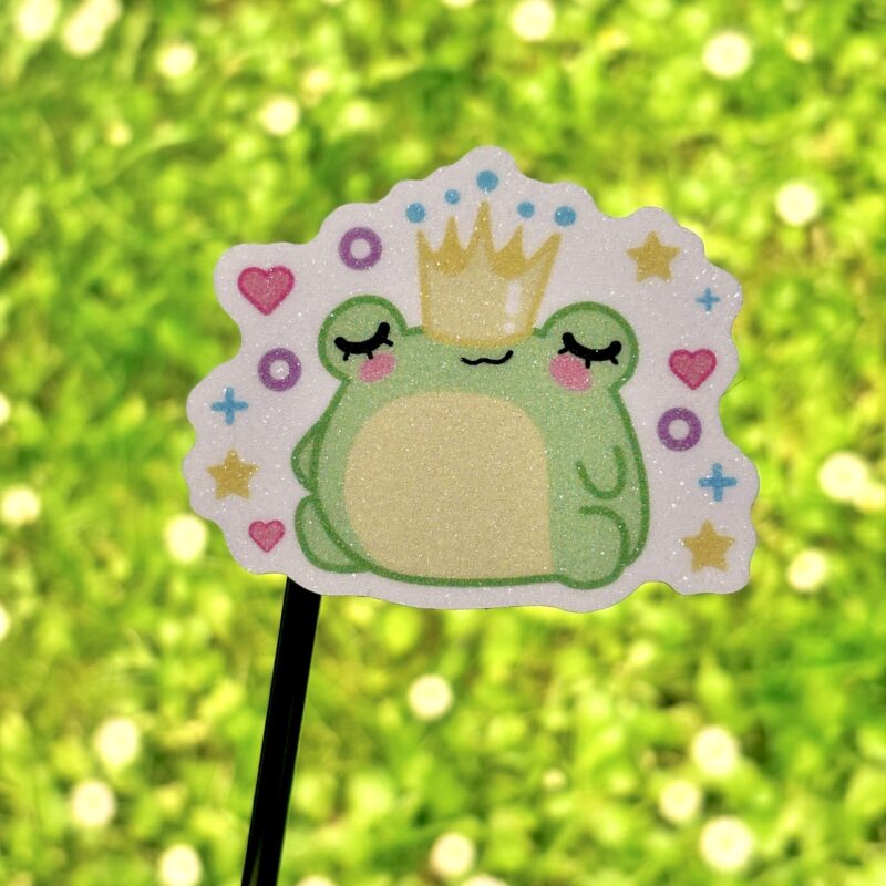 Glitter Sticker - Queen Frog