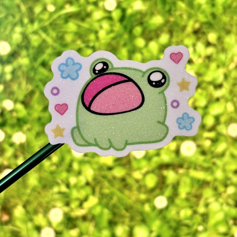 Glitter Sticker - No Thoughts Frog