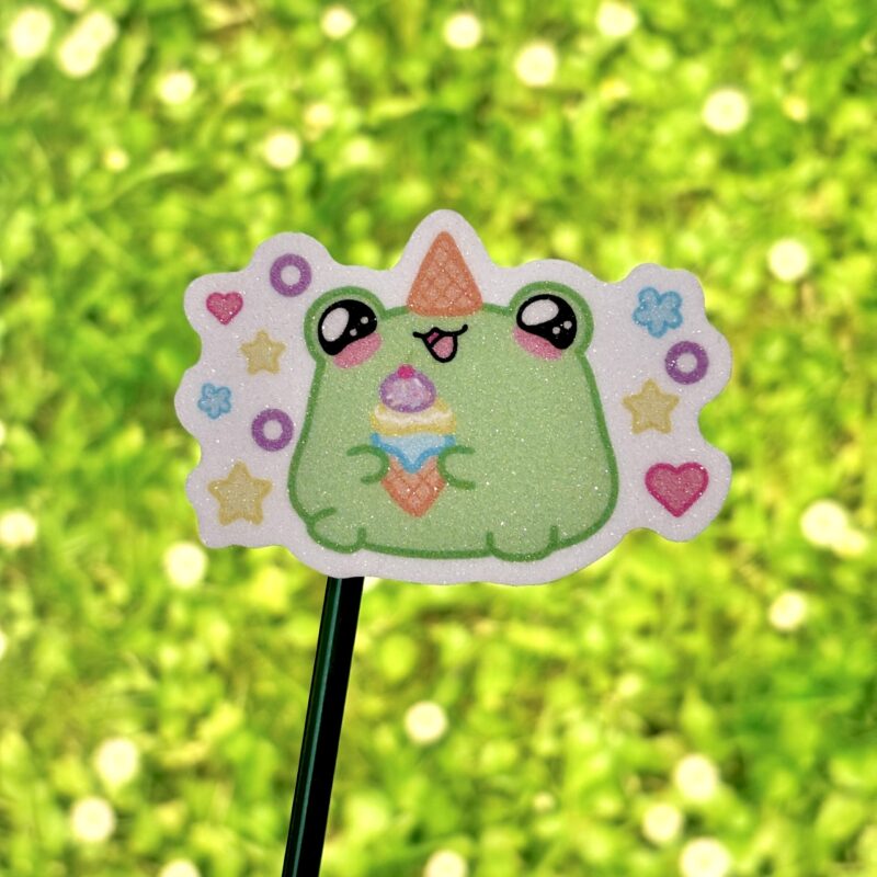 Glitter Sticker - Frog with Icecream
