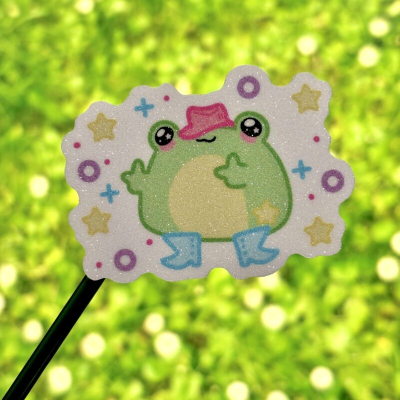 Glitter Sticker - Cowboy Frog