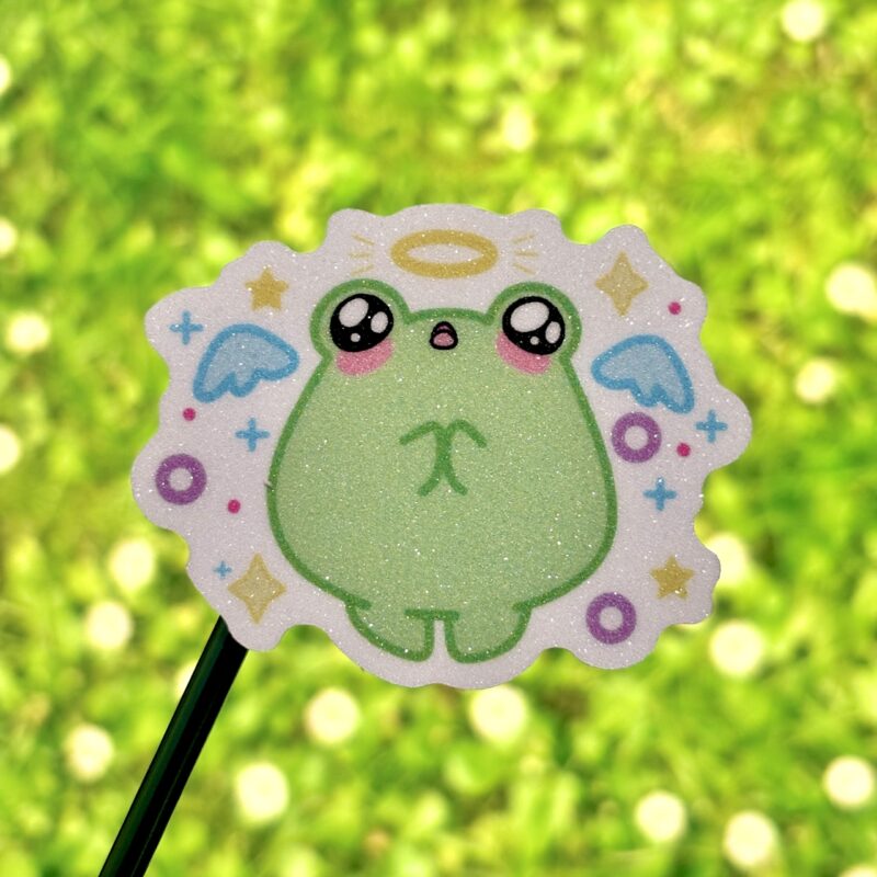 Glitter Sticker - Angel Frog